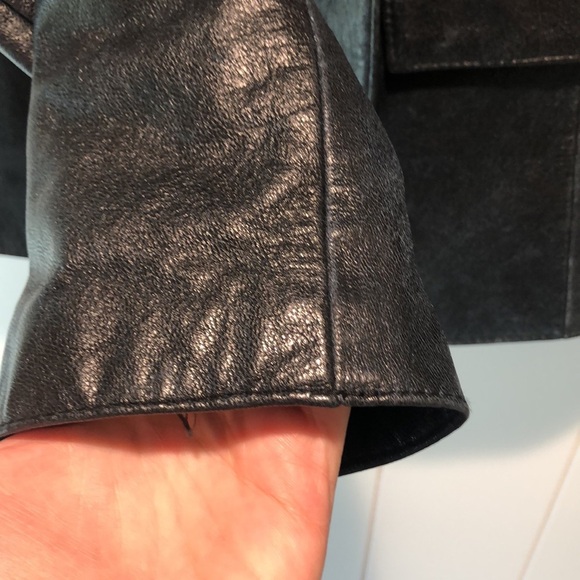 INC international Concepts black leather military style double breast jacket M - Picture 4 of 8